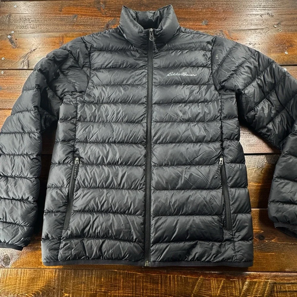 Eddie Bauer Mens S CirrusLite 650 Down Insulation Packable Jacket Black Zip Pock